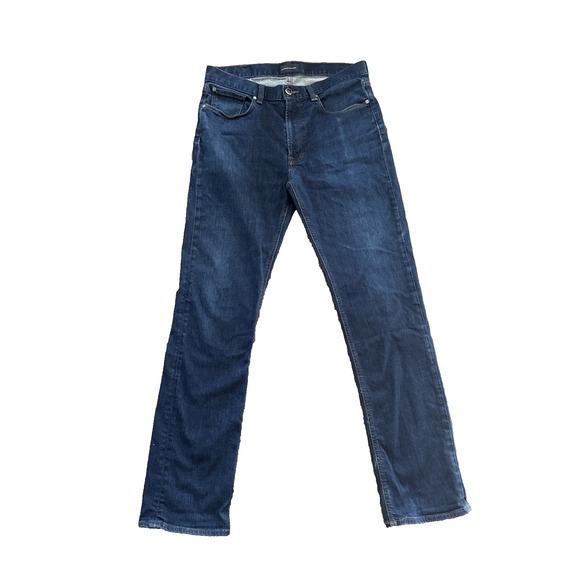 Hart Schaffner Marx Denim Jeans Mens 34x34 Straight Leg Stretch Dark Wash Blue - Picture 1 of 12
